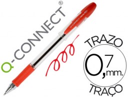 Bolígrafo Q-Connect tinta roja sujeción de caucho